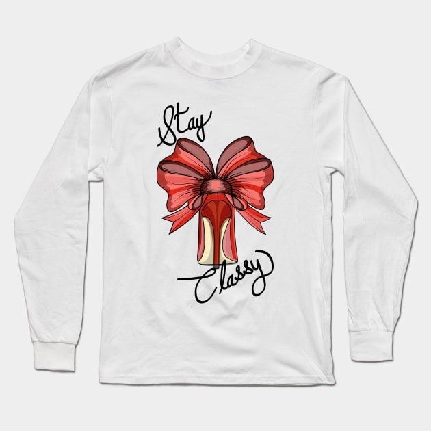 Stay Classy - Red Shoe Long Sleeve T-Shirt by Designoholic